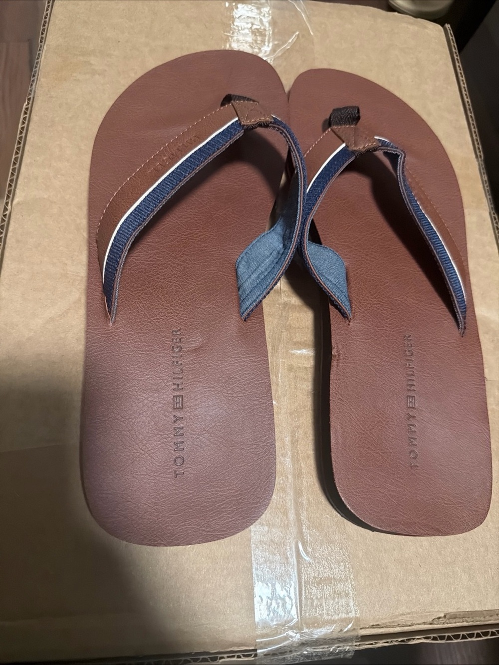 Tommy Hilfiger Mens Drake-T Brown Flip Flop Sandals Slip On Beach 12 M New